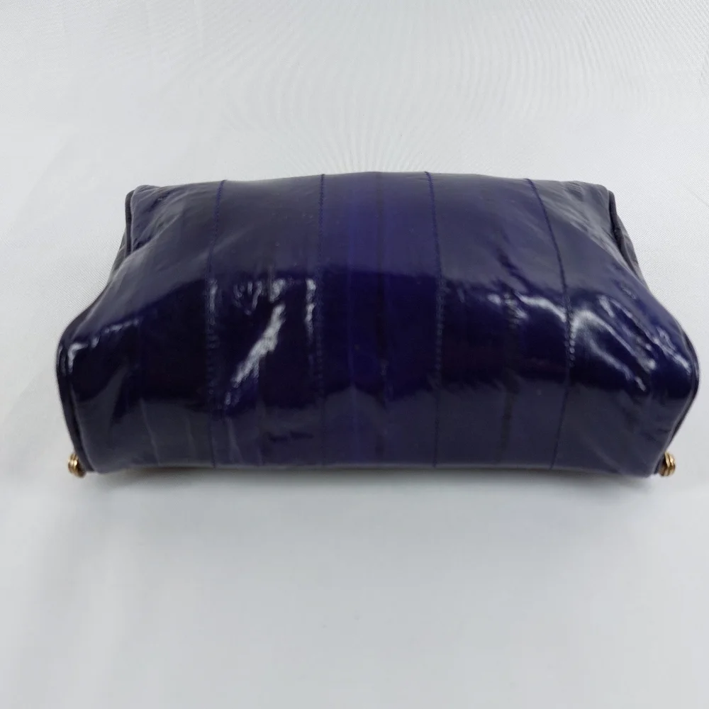 Vintage Purple Eel Skin Wallet Coin Jewelry Holder Travel with Mirror - Picture 8 of 10